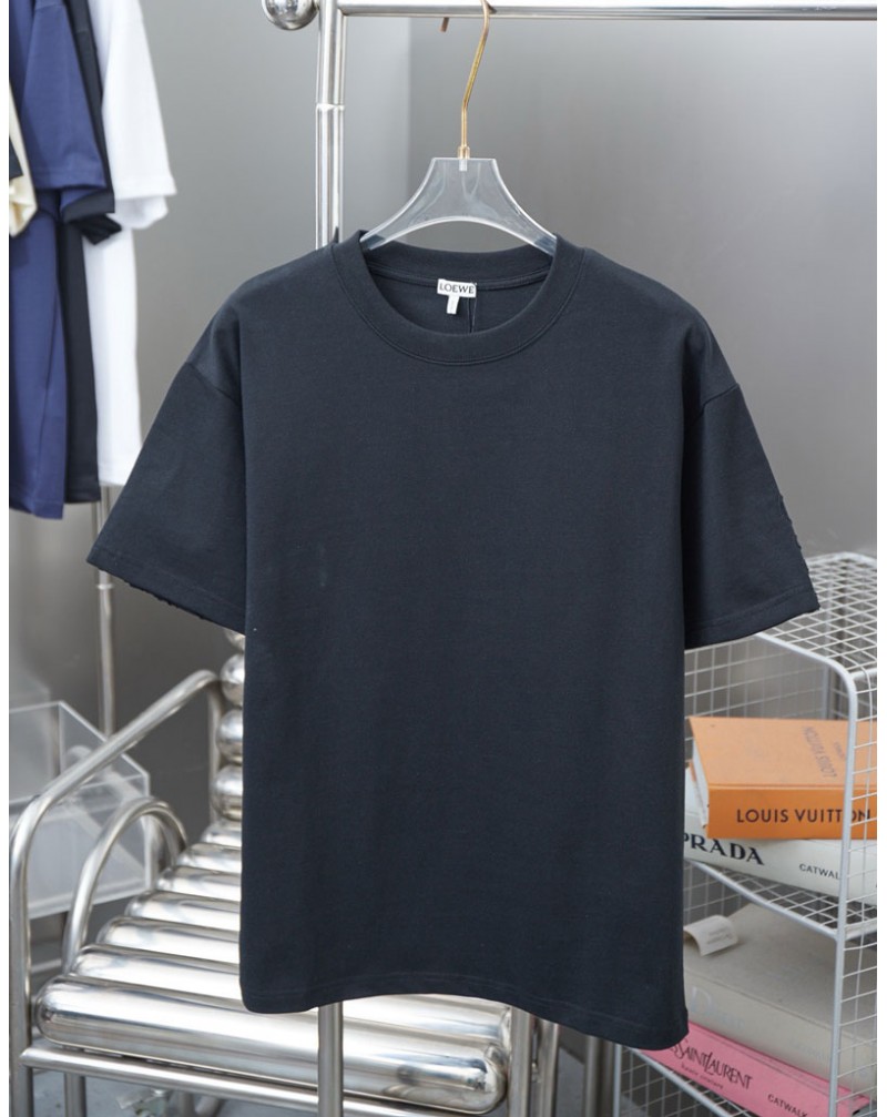 ロエベ  Tシャツ男女兼用オシャレ新品短袖刺繍半袖コットンカジュアル潮流簡約