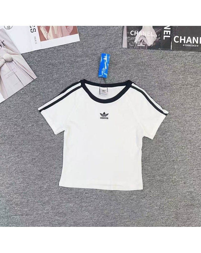 アディダス Tシャツ スポーツ風短袖カジュアル三つ葉ティシャツ半袖女性ウェア
