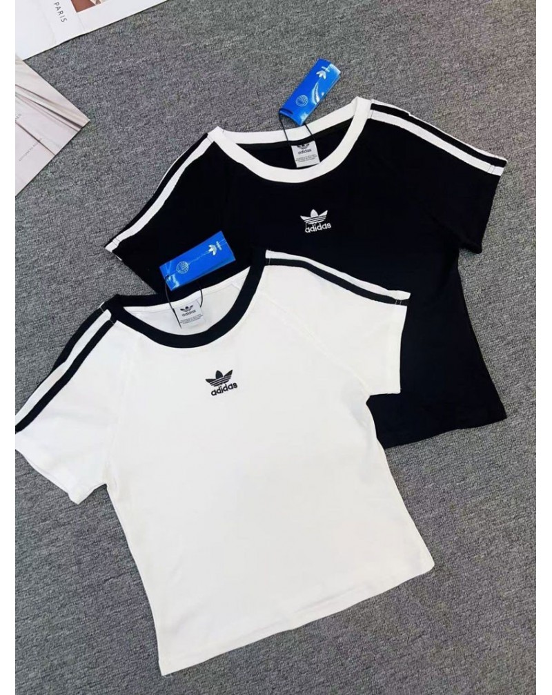 アディダス Tシャツ スポーツ風短袖カジュアル三つ葉ティシャツ半袖女性ウェア