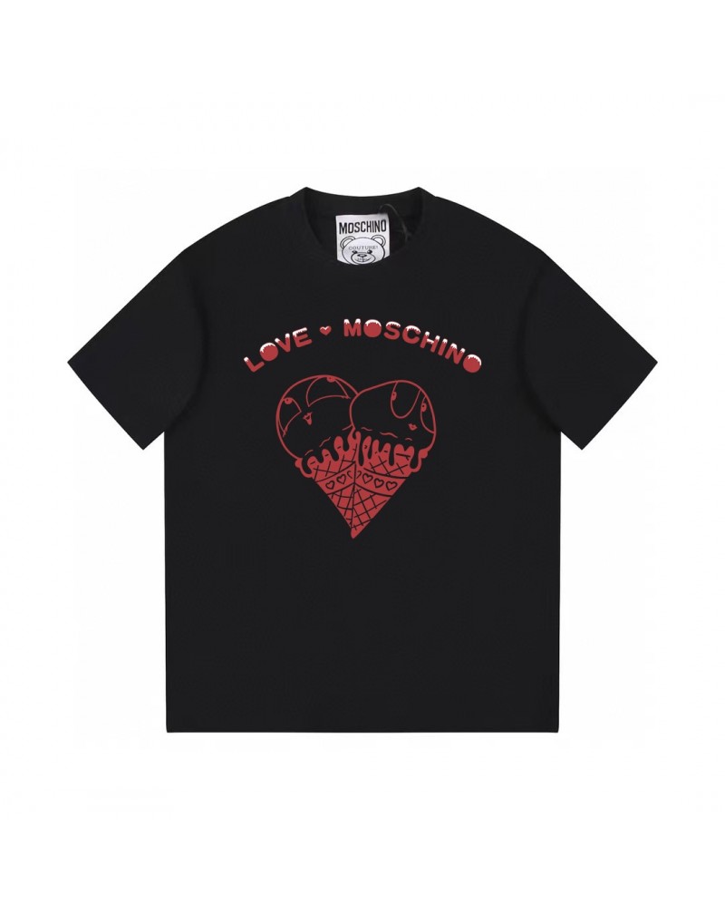 モスキーノ Tシャツオシャレ半袖カワイイパターン付き短袖ティシャツ