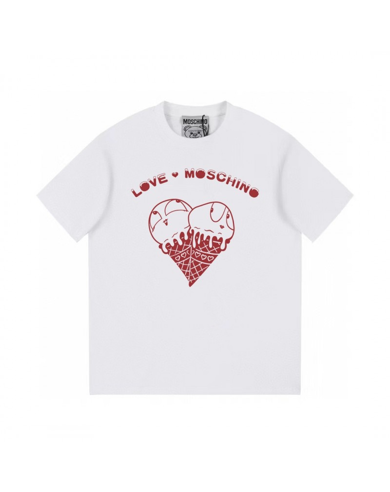モスキーノ Tシャツオシャレ半袖カワイイパターン付き短袖ティシャツ