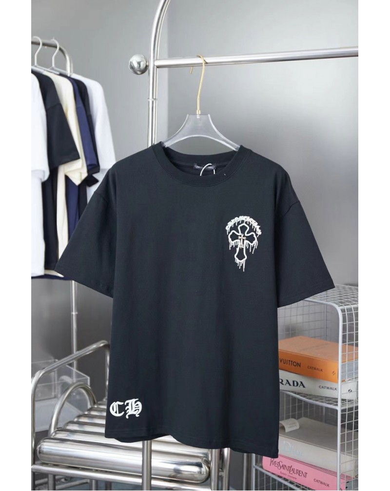 クロムハーツTシャツ短袖精緻刺繍独特ロゴ半袖トップス個性トップス男女兼用