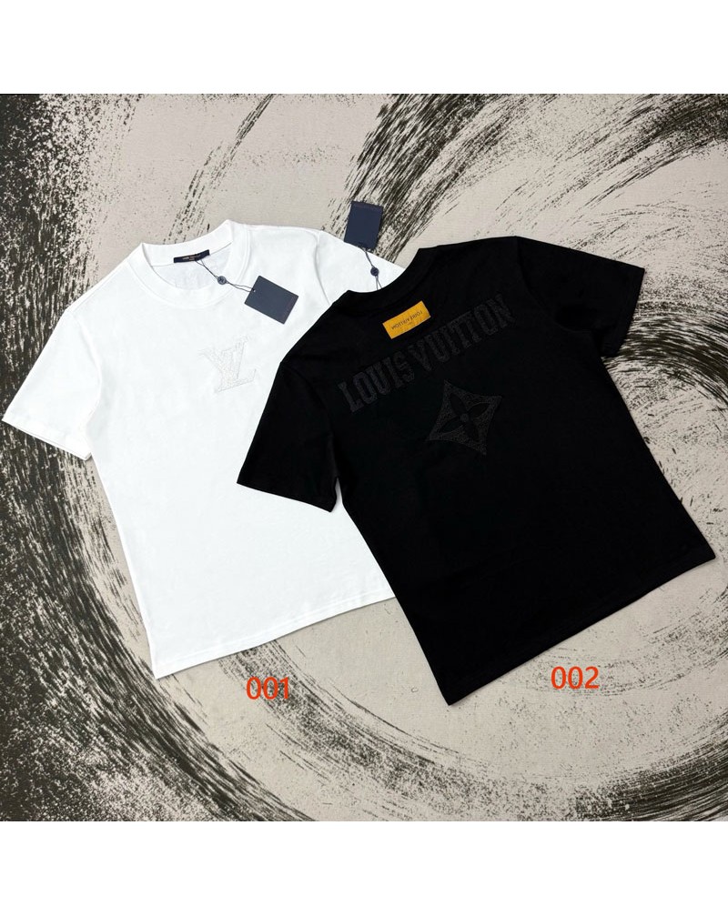 ルイヴィトン tシャツ短袖精緻刺繍ティシャツオーバサイズカジュアル潮流