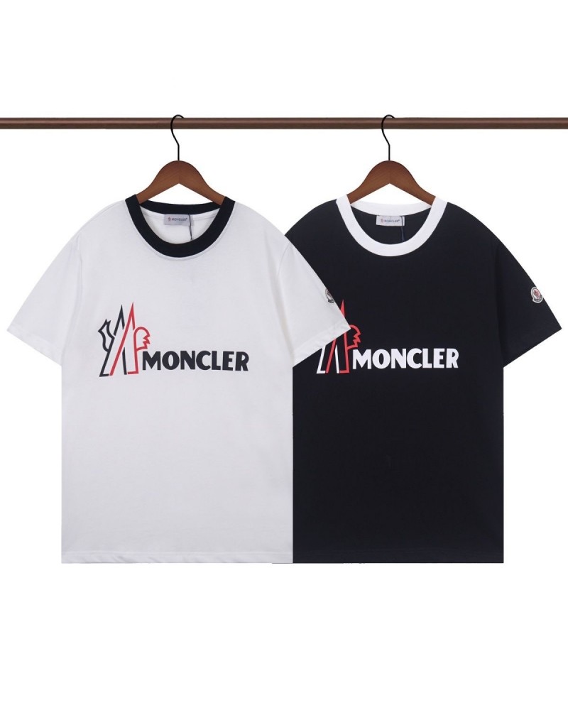 モンクレール Tシャツ男女兼用人気潮流オシャレ半袖コットントップス丸首