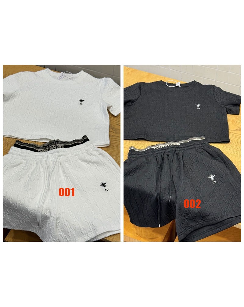ディオール Tシャツハーフパンツセットカジュアル浮き彫り上下セット女性ウェア