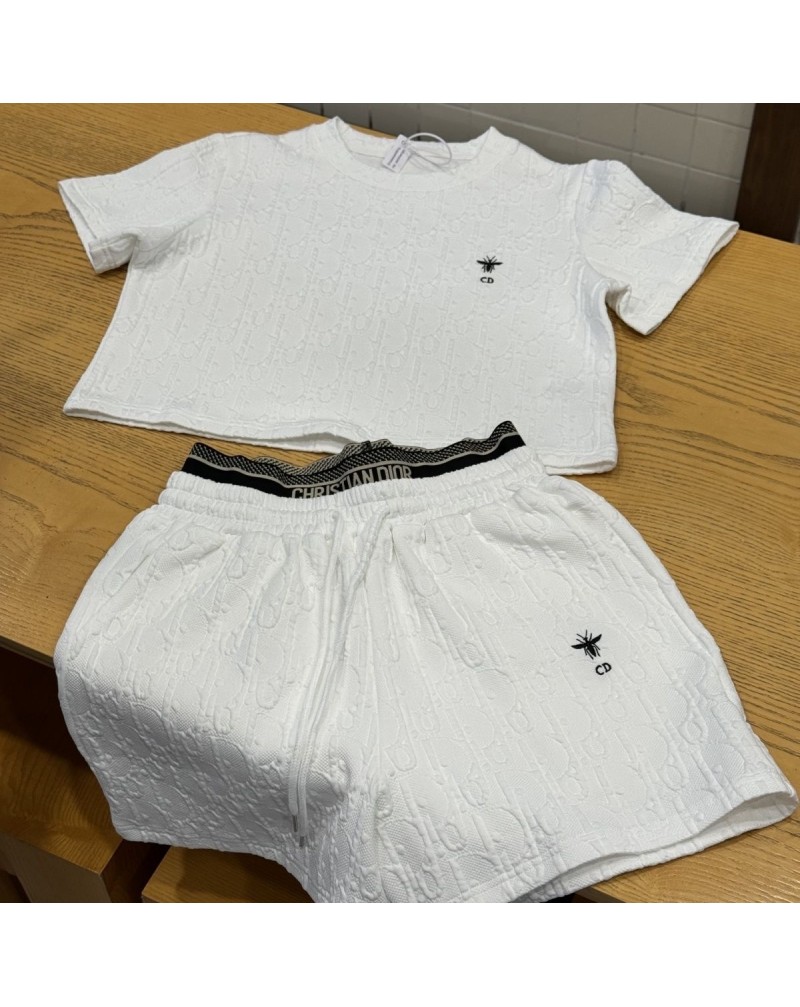 ディオール Tシャツハーフパンツセットカジュアル浮き彫り上下セット女性ウェア