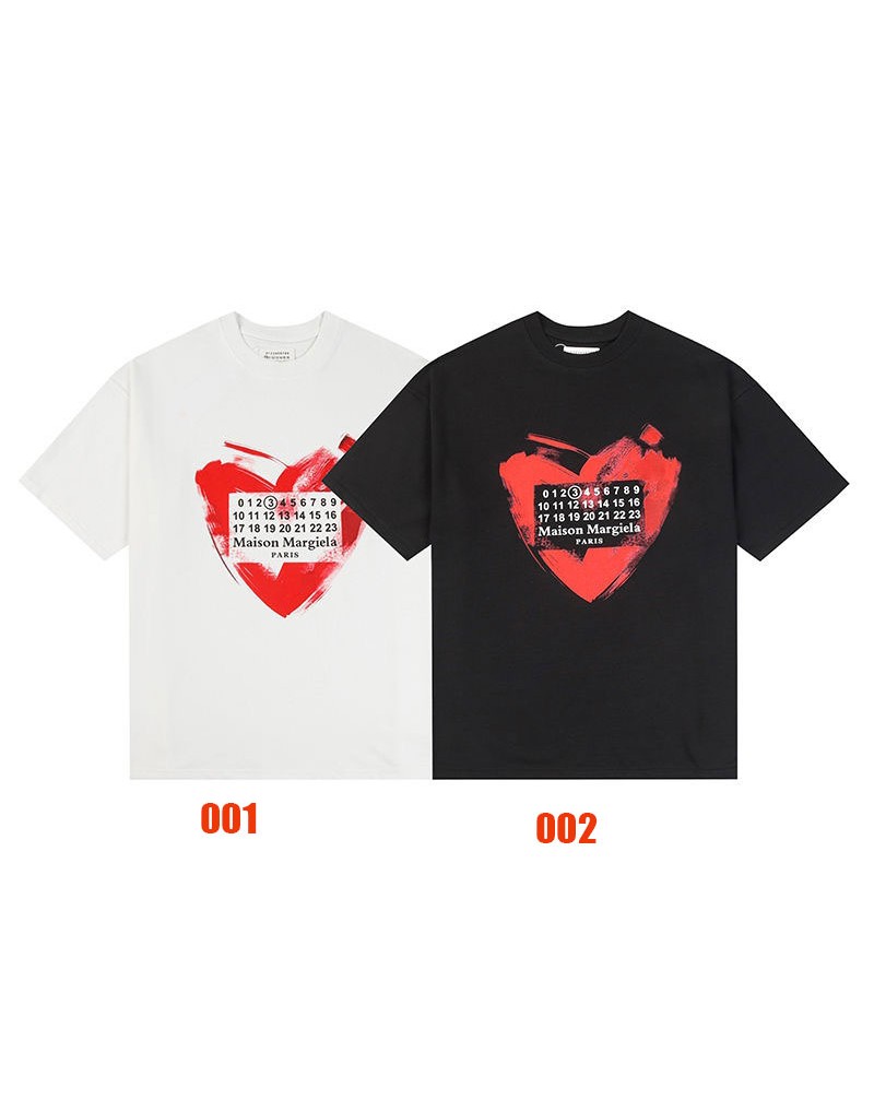 マルジェラ Tシャツ短袖人気心型ペアお揃いプリント潮流