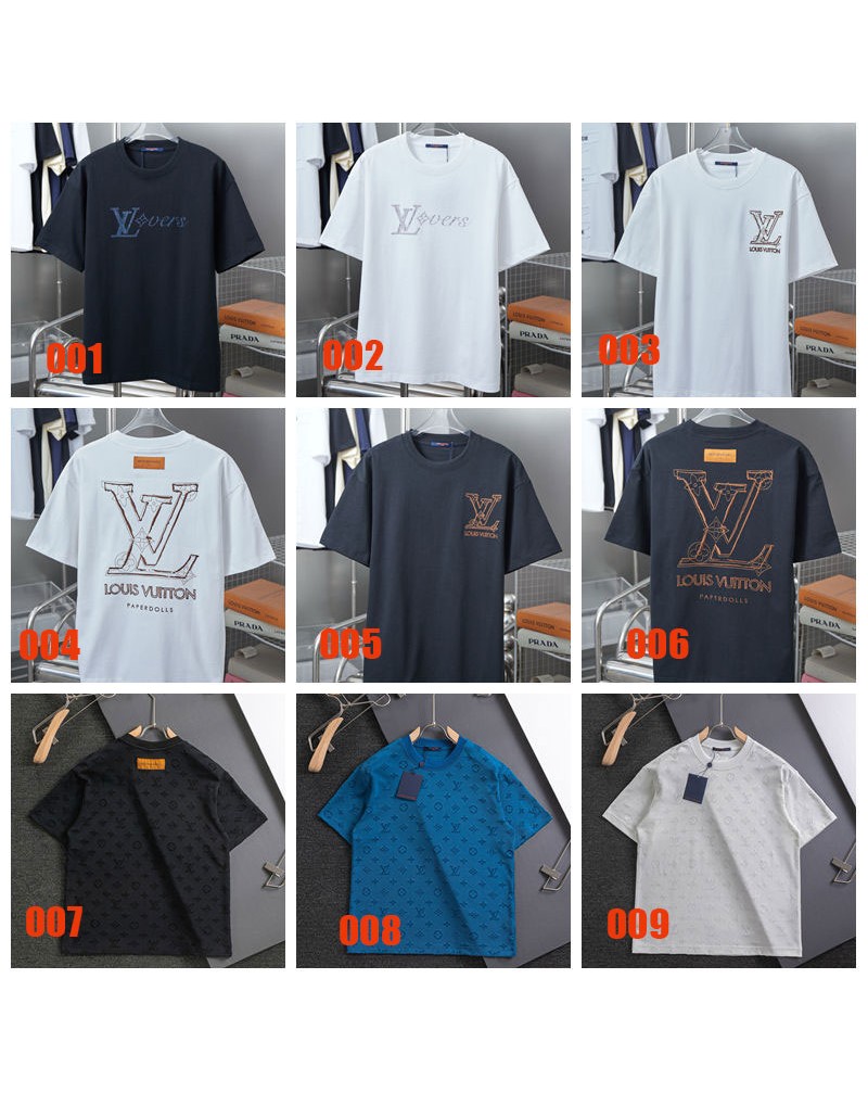 ルイヴィトン Tシャツ半袖カジュアル精緻刺繍ロゴ超人気短袖コットン製男女向け