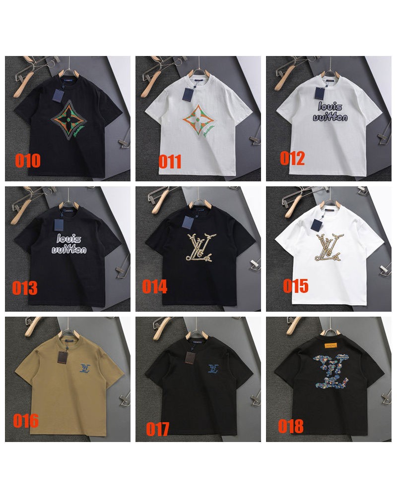 ルイヴィトン Tシャツ半袖カジュアル精緻刺繍ロゴ超人気短袖コットン製男女向け