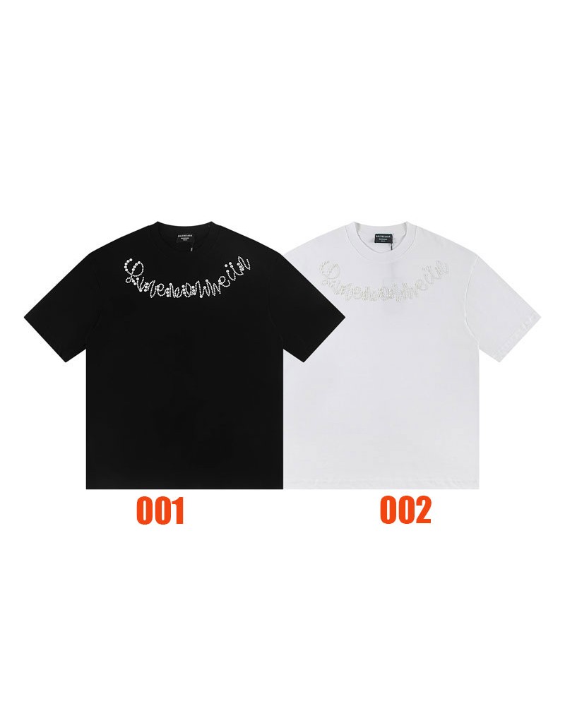 バレンシアガ Tシャツ短袖ペアお揃い真珠ロゴ付き潮流人気ティシャツおしゃれ新品