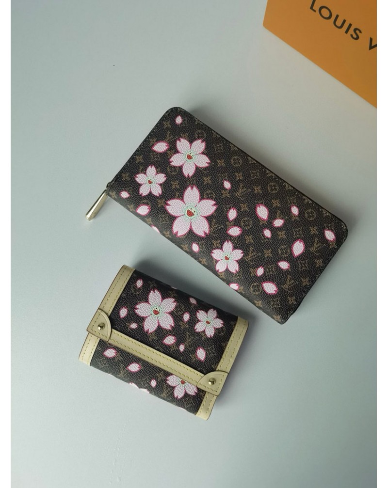 ルイヴィトン 長財布短財布綺麗桜プリント付き女性人気サイフオシャレ