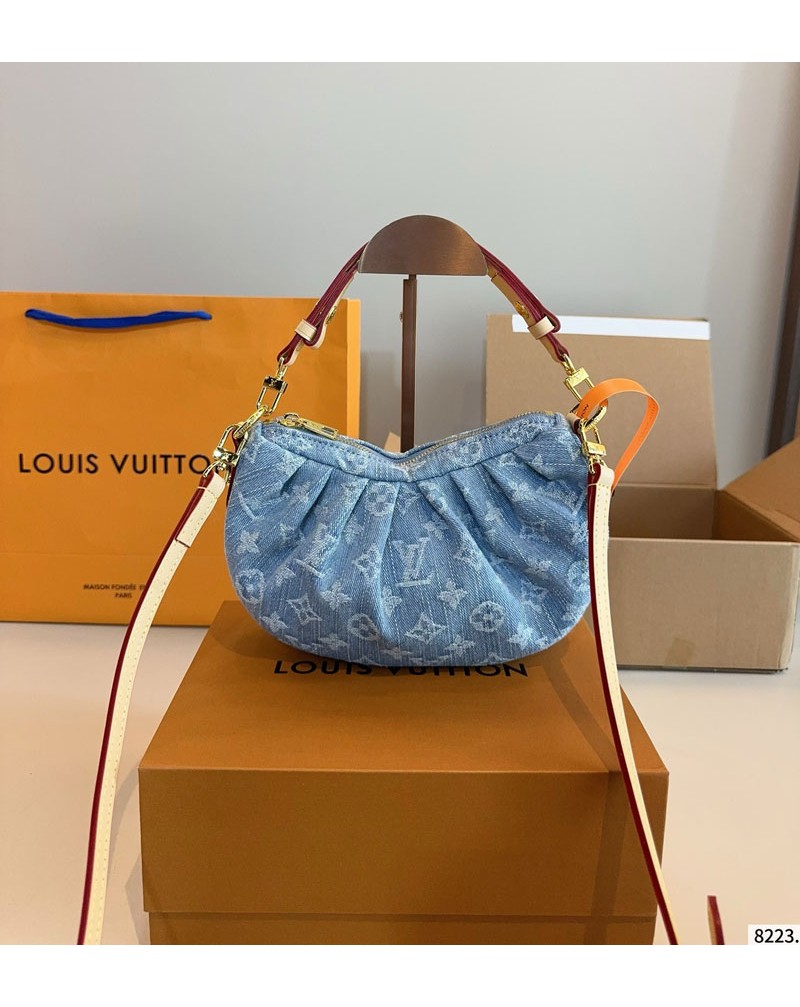 ルイヴィトン ハンドバッグ餃子型かわいいショルダーバッグオシャレデニム製潮流人気