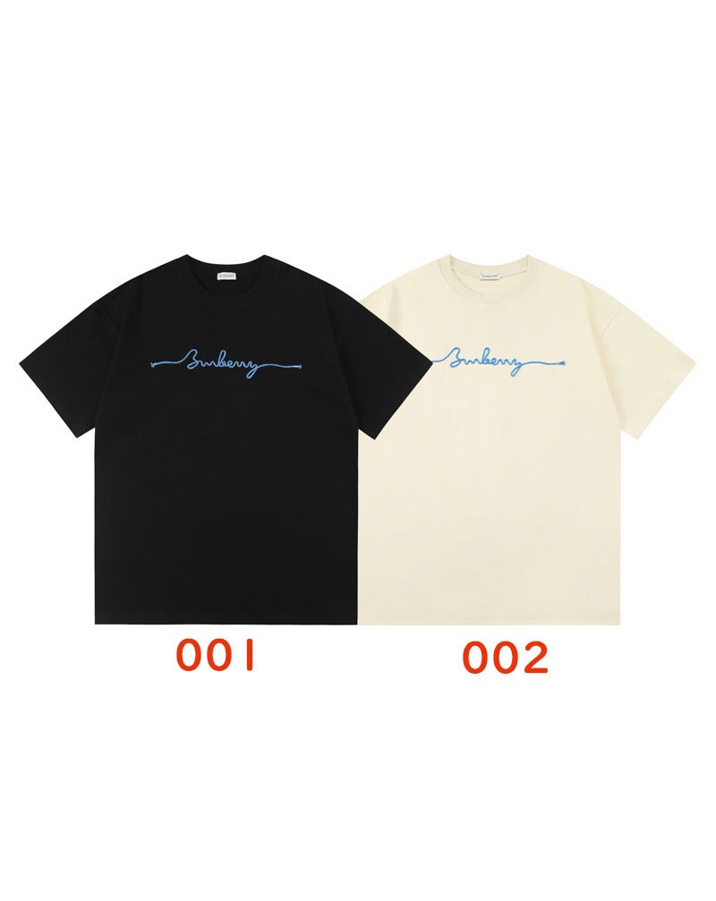 バーバリー tシャツ ペアお揃い半袖精緻個性刺繍英文字短袖ティシャツ簡約風
