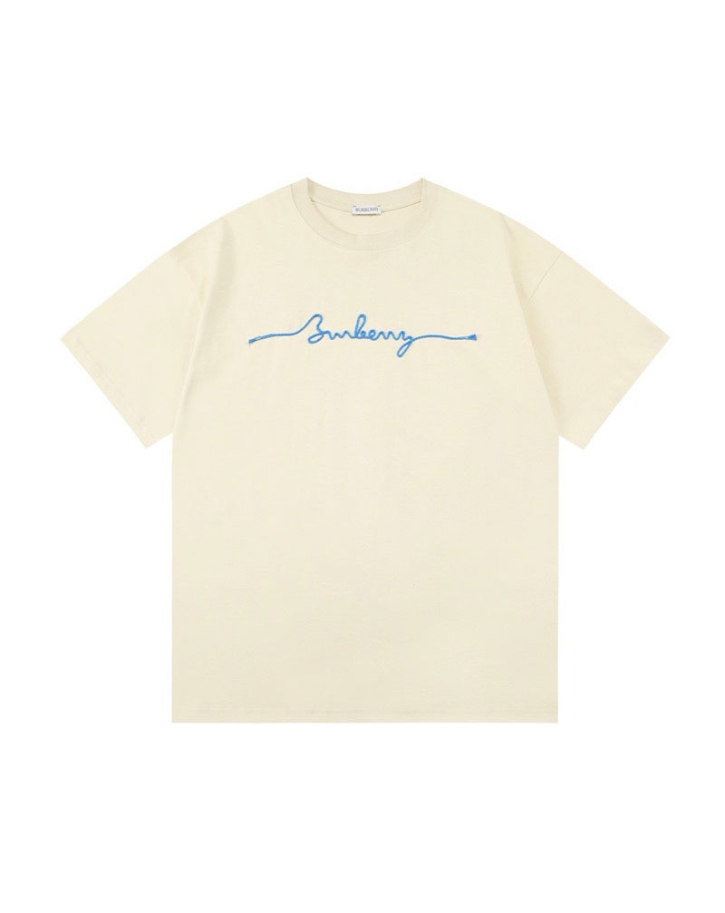バーバリー tシャツ ペアお揃い半袖精緻個性刺繍英文字短袖ティシャツ簡約風
