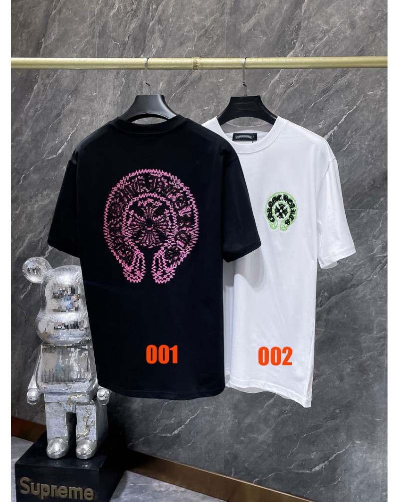 クロムハーツ tシャツオシャレ潮流個性半袖精緻刺繍ロゴ短袖メンズレディース兼用