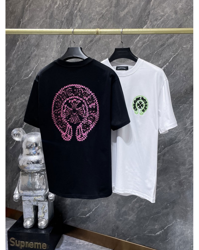 クロムハーツ tシャツオシャレ潮流個性半袖精緻刺繍ロゴ短袖メンズレディース兼用