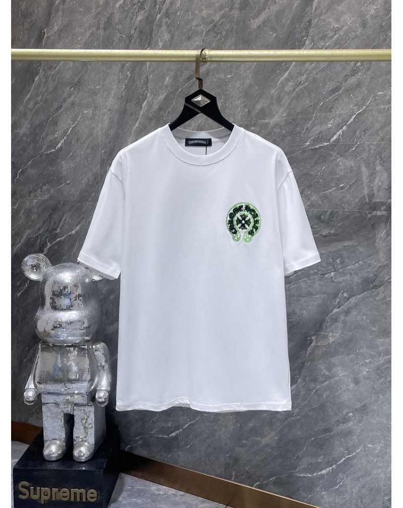 クロムハーツ tシャツオシャレ潮流個性半袖精緻刺繍ロゴ短袖メンズレディース兼用
