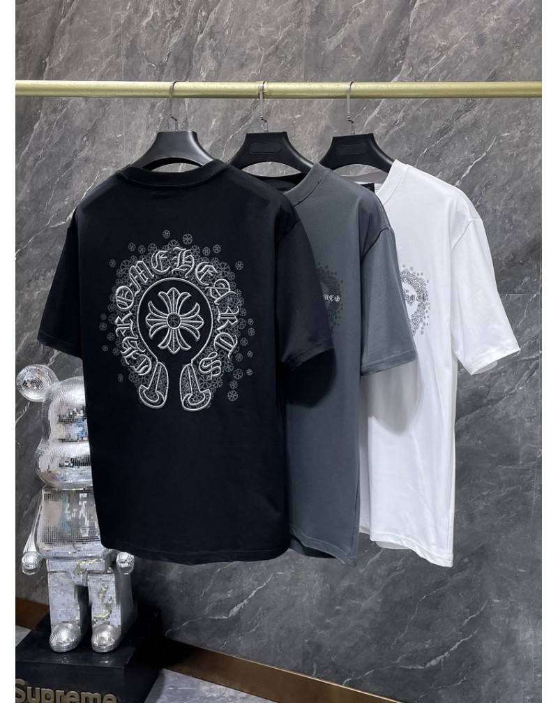 クロムハーツ tシャツオシャレ潮流個性半袖精緻刺繍ロゴ短袖メンズレディース兼用