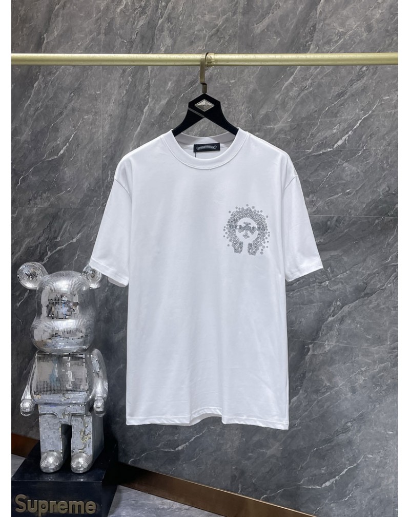 クロムハーツ tシャツオシャレ潮流個性半袖精緻刺繍ロゴ短袖メンズレディース兼用