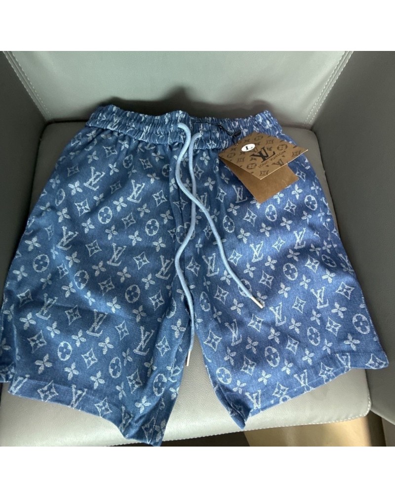 ルイヴィトン ハーフパンツオシャレデニム製薄型メンズレディース向けウエスト調節可能
