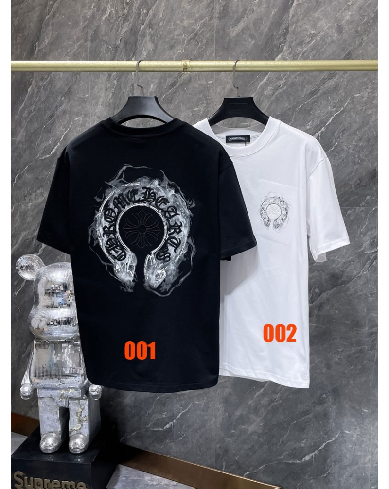 クロムハーツtシャツオシャレ潮流短袖カジュアル人気ティシャツ半袖精緻刺繍ロゴ独特