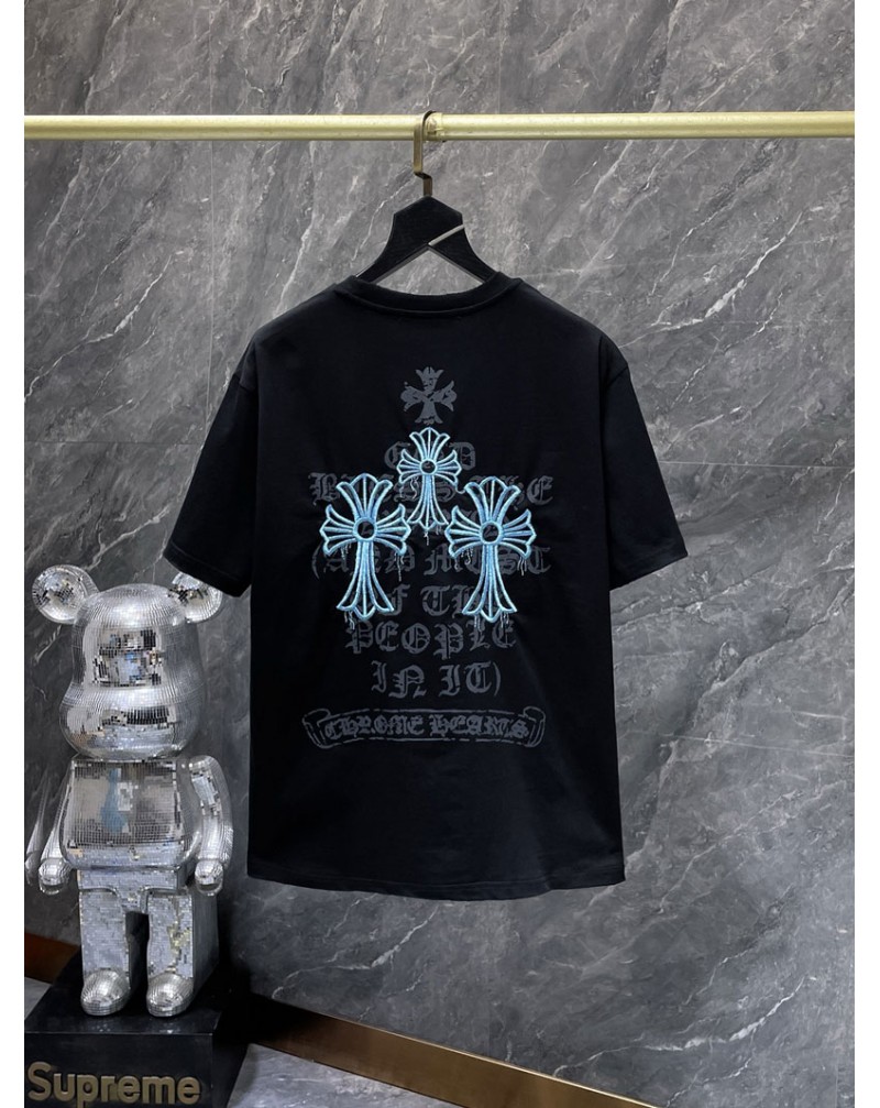 クロムハーツ tシャツ精緻刺繍オシャレ個性半袖コットン製短袖メンズレディース向け潮流人気夏服