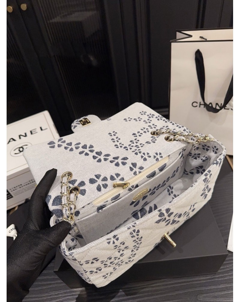シャネル ショルダーバッグオシャレ小香風かわいい花プリント付きキャンバス製斜め掛けバッグ女性用カバン