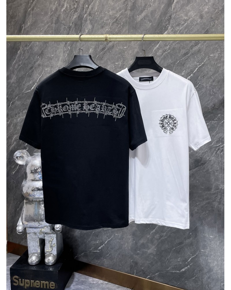 クロムハーツ tシャツ chrome hearts短袖 ペアお揃い 個性流行半袖精緻刺繍ロゴオシャレ人気