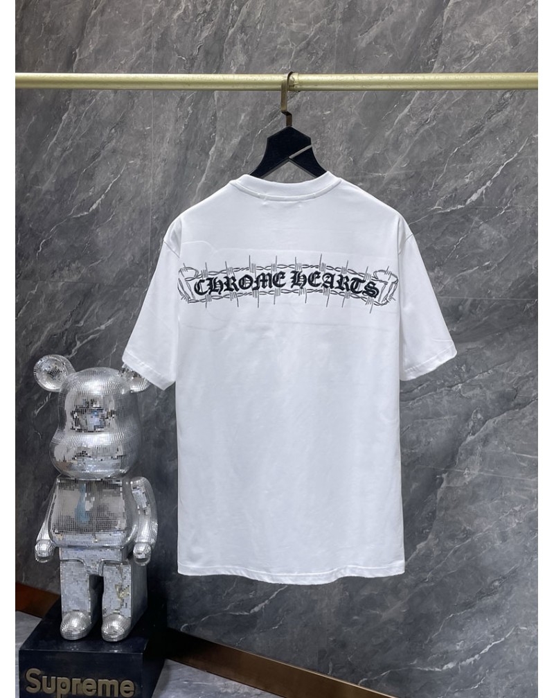 クロムハーツ tシャツ chrome hearts短袖 ペアお揃い 個性流行半袖精緻刺繍ロゴオシャレ人気