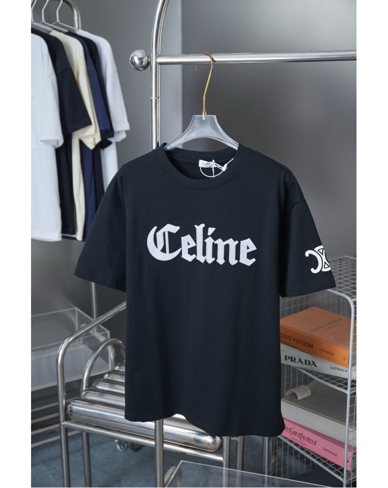 セリーヌ Tシャツ オシャレ短袖コットン製人気ブランドティシャツ半袖精緻刺繍