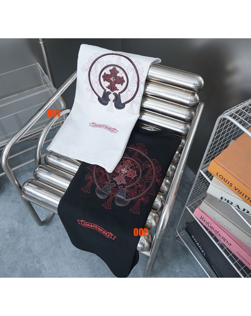 クロムハーツ Tシャツ短袖精緻刺繍ティシャツメンズレディース向け高品質半袖トップス