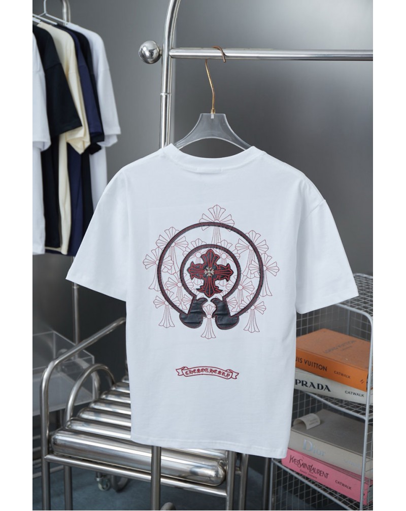 クロムハーツ Tシャツ短袖精緻刺繍ティシャツメンズレディース向け高品質半袖トップス