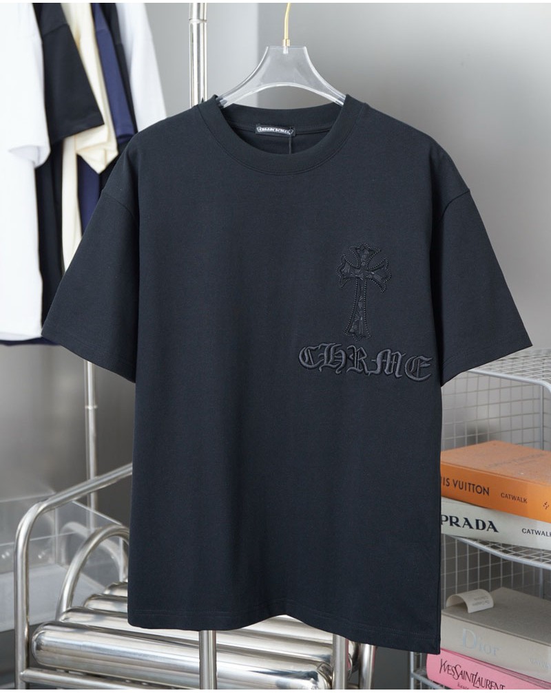 クロムハーツ Tシャツオシャレ新品chrome hearts半袖男女兼用精緻刺繍高品質ティシャツ短袖カジュアル潮流個性