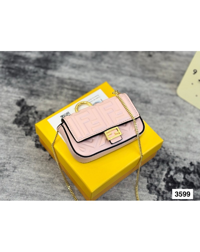 フェンデイ ミニショルダーバッグ立体的ロゴ付きmini斜め掛けバッグオシャレ可愛い