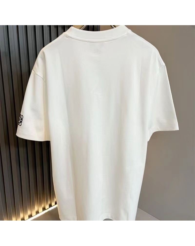 ロエベ tシャツペアお揃い オシャレ半袖精緻刺繍ティシャツコットン製トップス