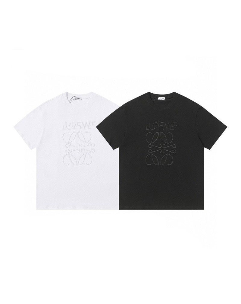 ロエベ tシャツ半袖精緻刺繍ペアお揃い短袖コットン製カジュアルおしゃれ