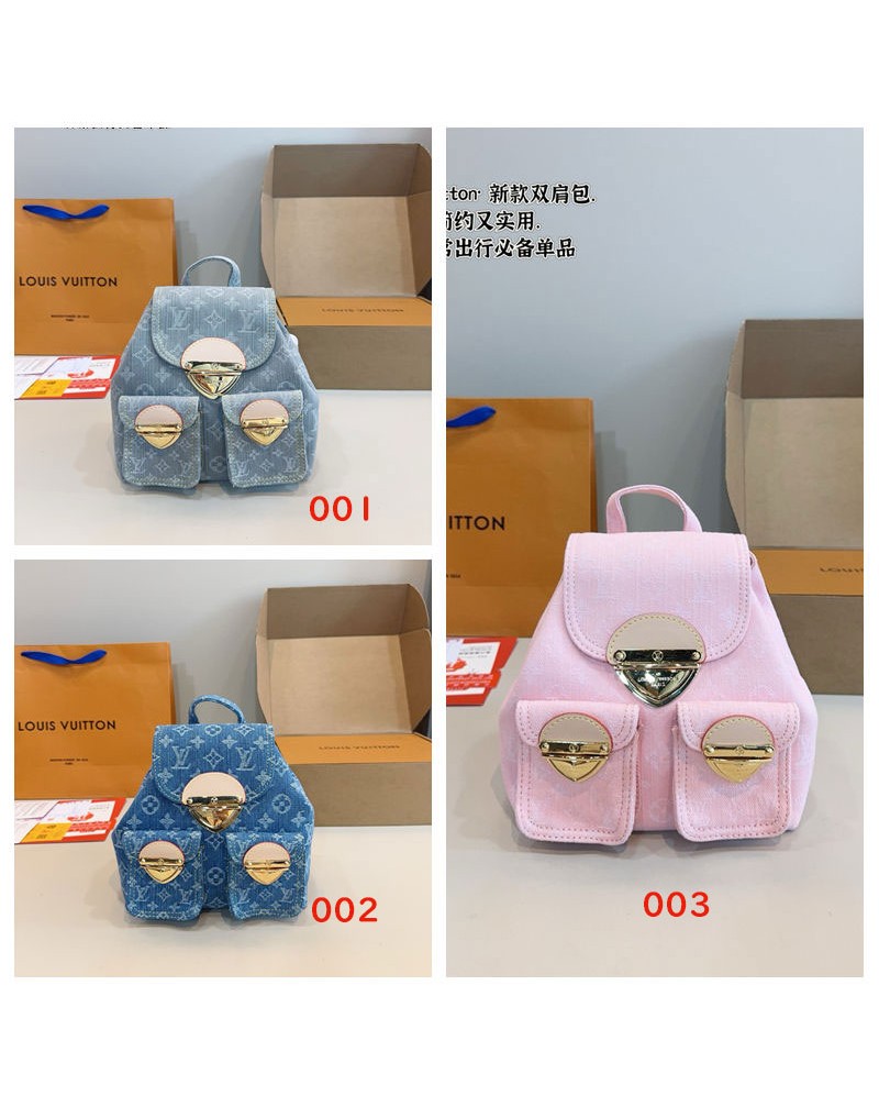 ルイヴィトン リュックデニム製流行バックパックオシャレ人気