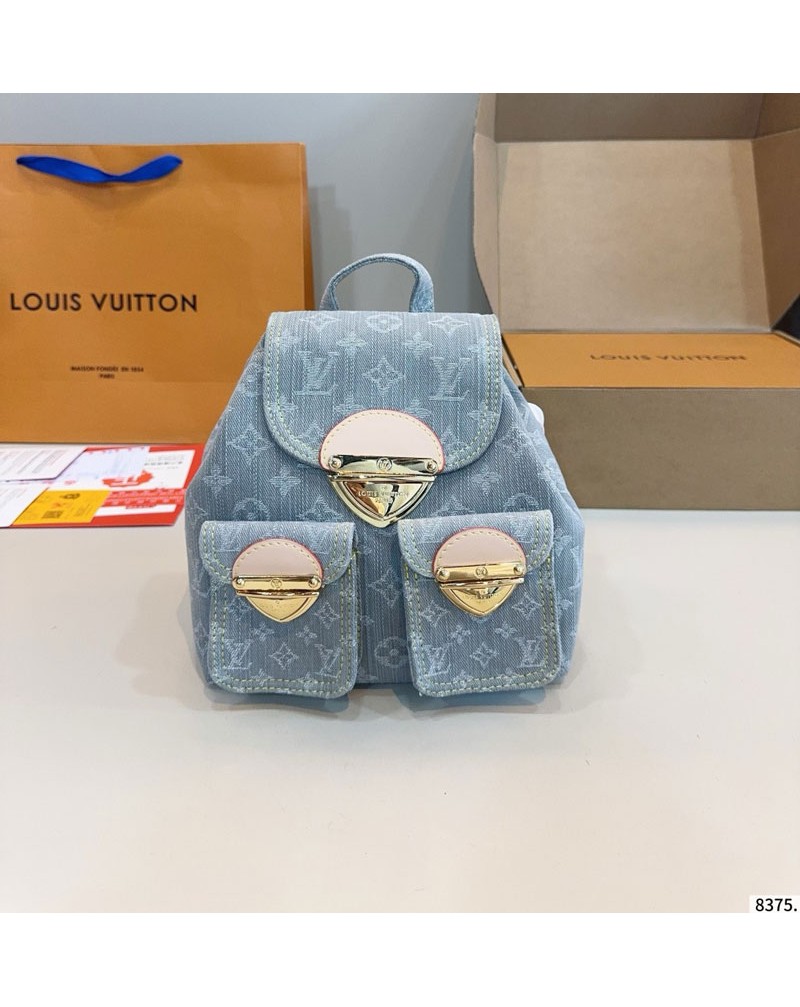 ルイヴィトン リュックデニム製流行バックパックオシャレ人気