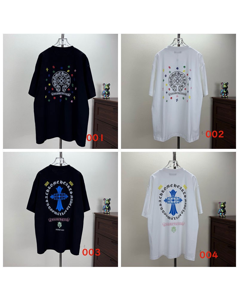 クロムハーツ tシャツ  ペアお揃い半袖個性潮流短袖カジュアルファッションスタイル