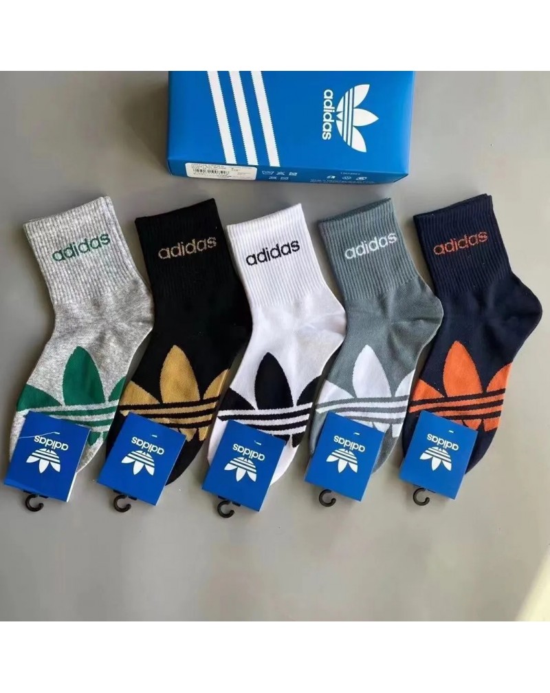 アディダスナイキ 靴下五点セット メンズ向け流行オシャレスポーツ風nike adidasソックスセットコットン通気性よい