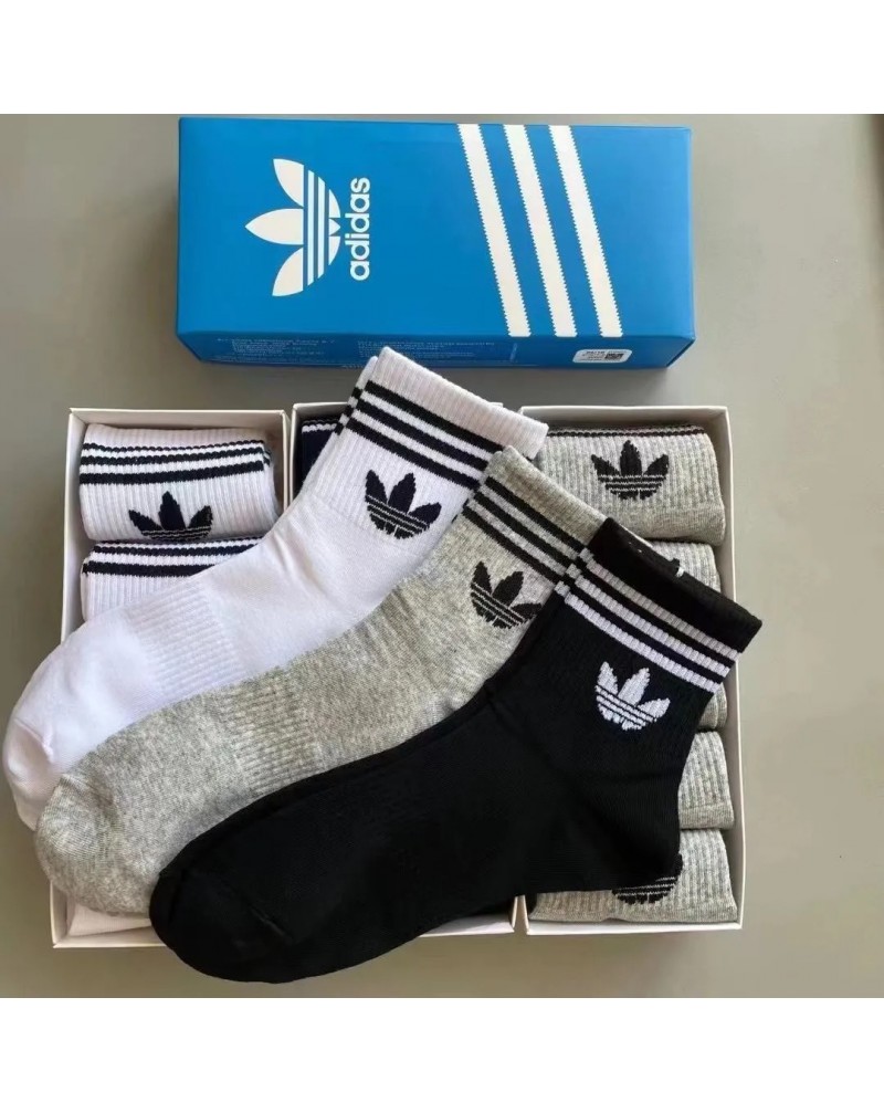 アディダスナイキ 靴下五点セット メンズ向け流行オシャレスポーツ風nike adidasソックスセットコットン通気性よい