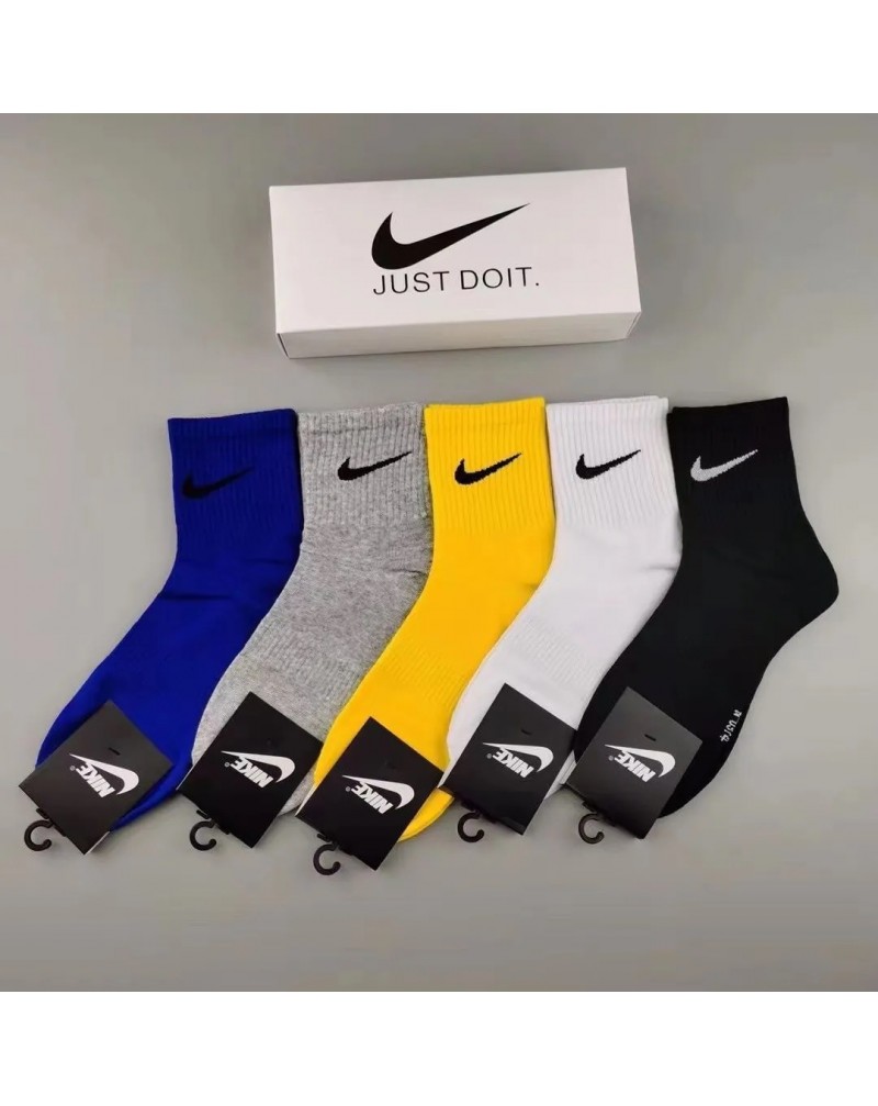 アディダスナイキ 靴下五点セット メンズ向け流行オシャレスポーツ風nike adidasソックスセットコットン通気性よい