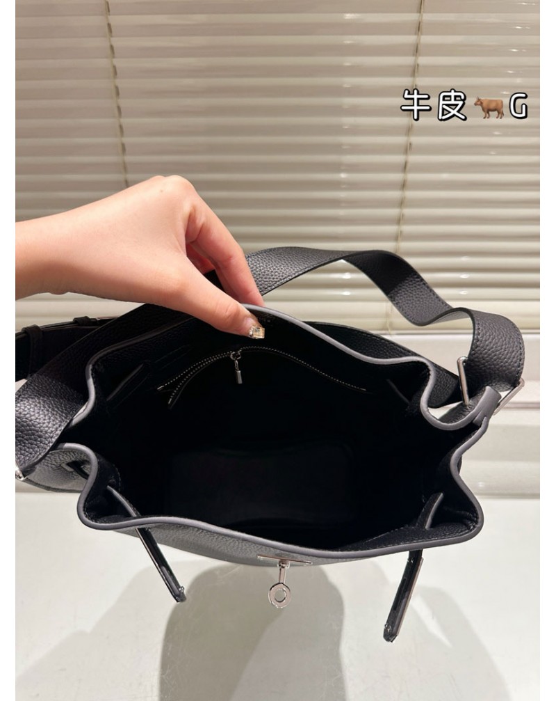 エルメス バケツバッグ簡約牛革製KELLY人気流行hermesショルダーバッグメンズレディース兼用出勤外出適用