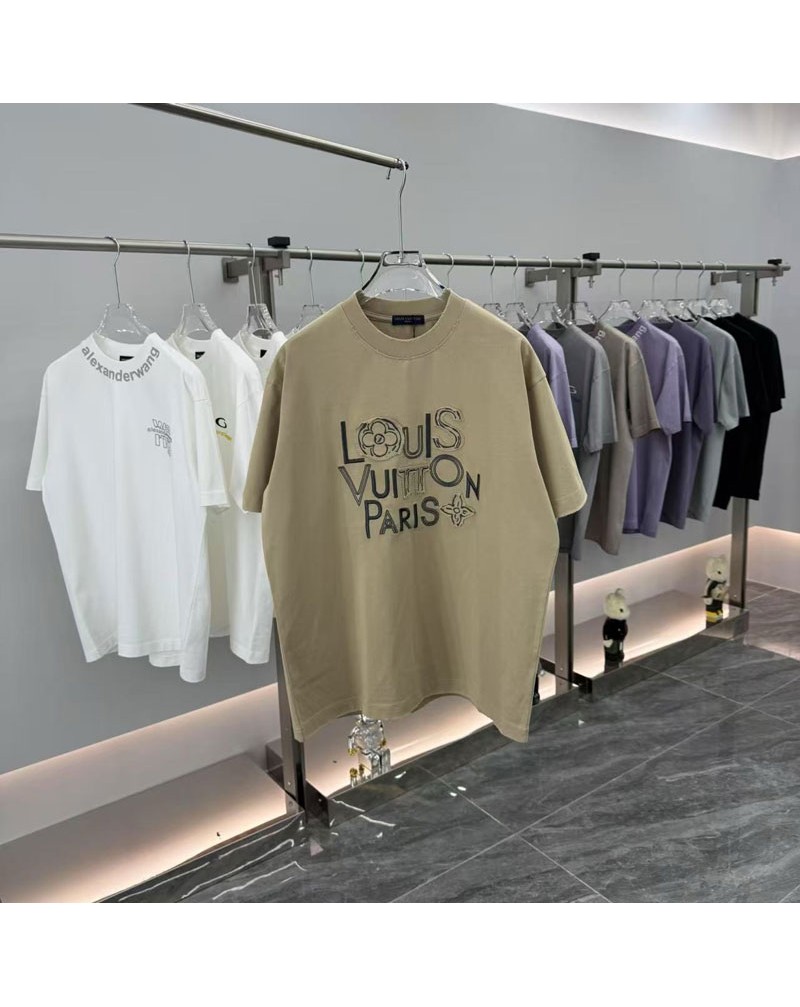 ルイヴィトン tシャツ潮流個性vuitton 短袖布を張って刺繍するオシャレ半袖ティシャツ破れたスタイル