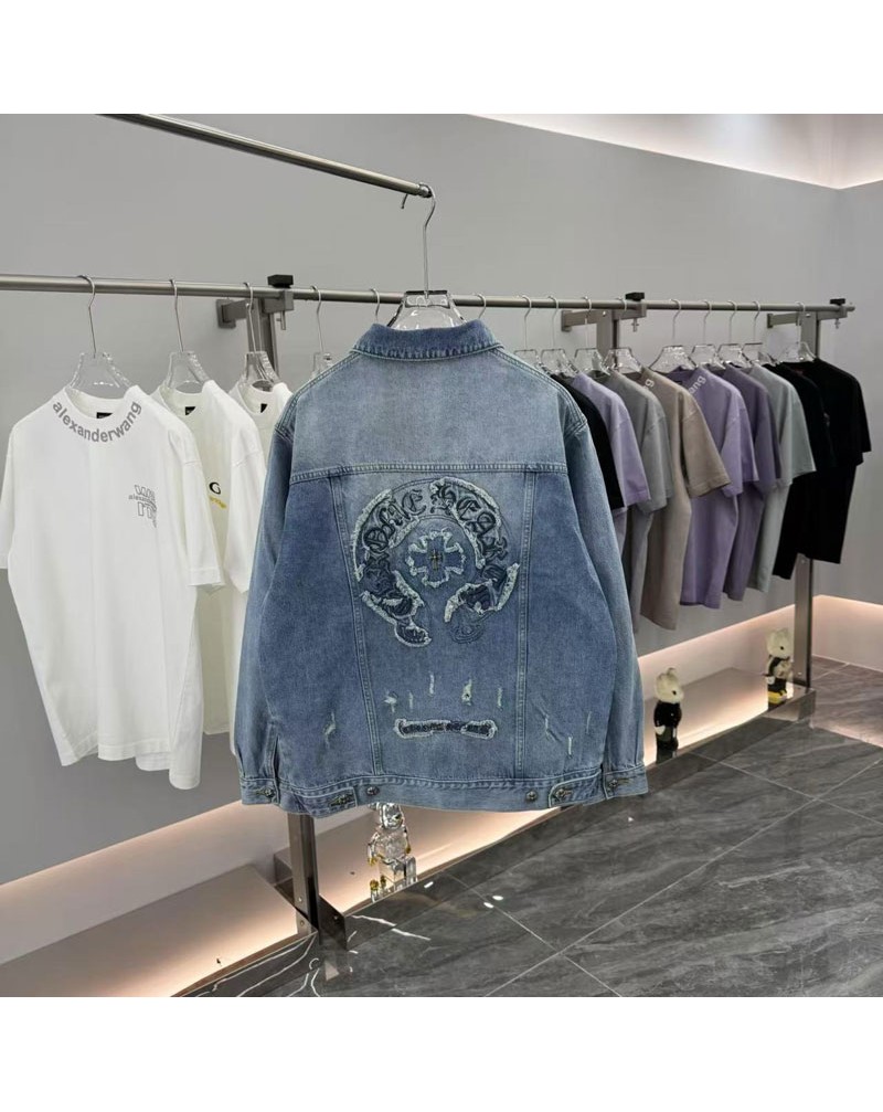 クロムハーツ デニムのコート男女向け潮流個性chrome hearts ジャケットコート人気カジュアル