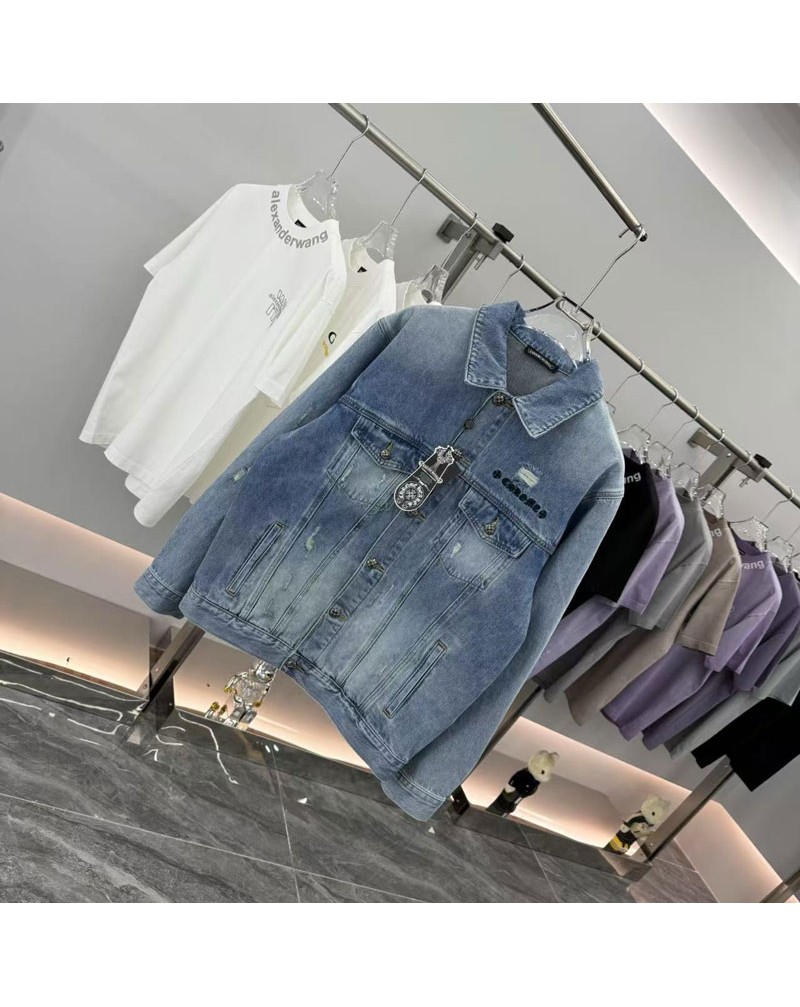 クロムハーツ デニムのコート男女向け潮流個性chrome hearts ジャケットコート人気カジュアル