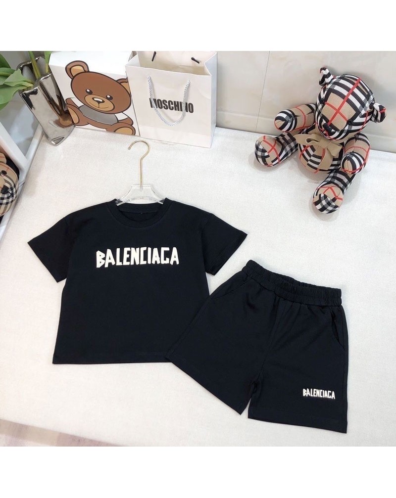 バレンシアガ tシャツハーフパンツセット子供用 オシャレ韓国風シンプルカジュアル上下セット　キッズ