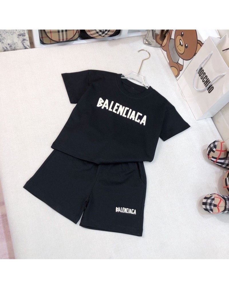 バレンシアガ tシャツハーフパンツセット子供用 オシャレ韓国風シンプルカジュアル上下セット　キッズ
