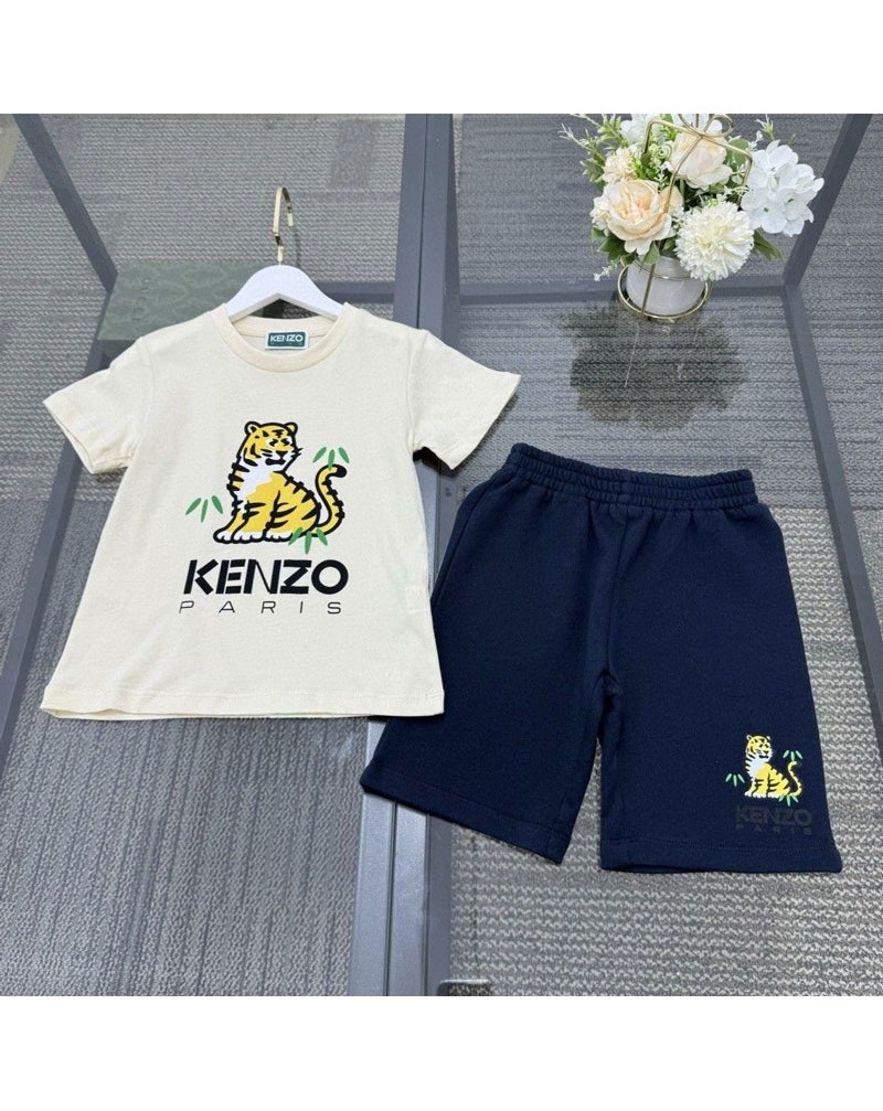 ケンゾー tシャツハーフパンツ上下セット子供ウェア可愛い虎プリント付き
