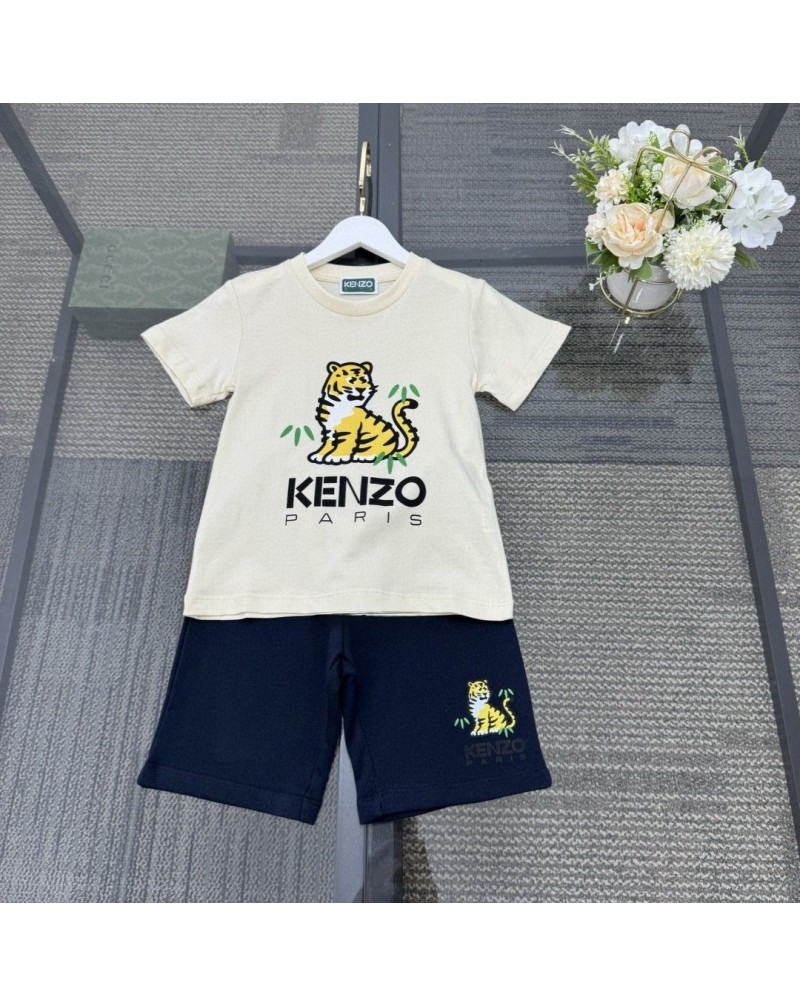 ケンゾー tシャツハーフパンツ上下セット子供ウェア可愛い虎プリント付き